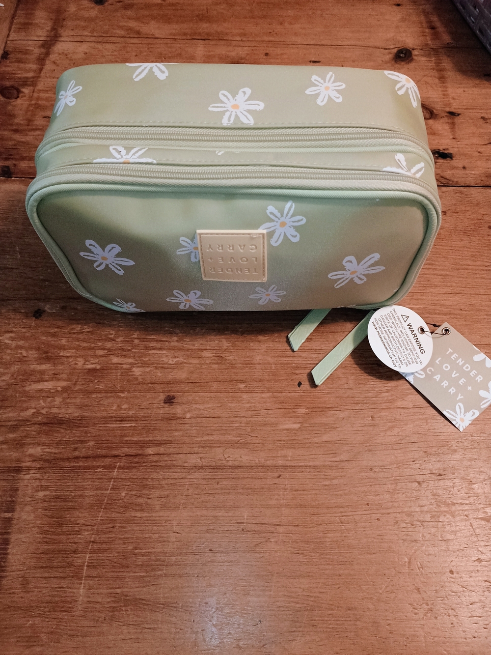 Tender Love + Carry Green Floral Cosmetic Bag